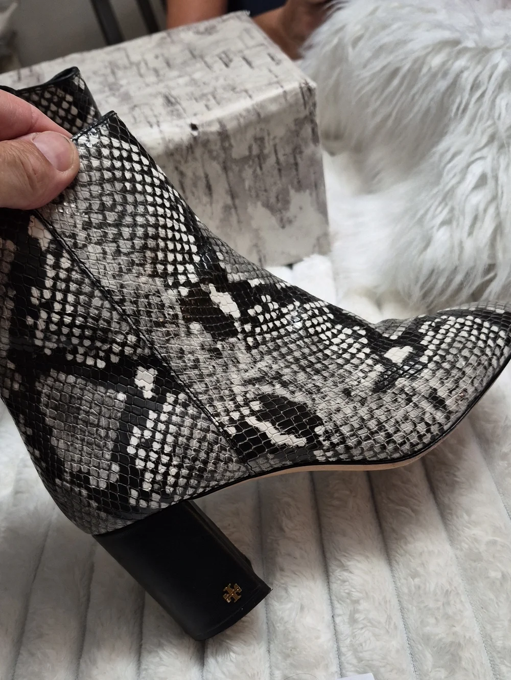 Tory Burch Brooke Snake Print Leather Booties Women's Sz 8 M $450